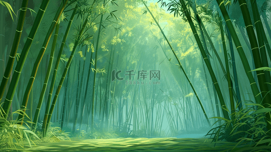 绿色清新竹子背景图片_绿色清新户外山坡竹林景色的背景