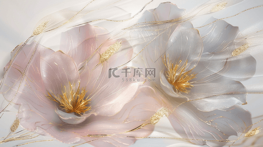 心静唯美动图背景图片_中式国画艺术风格粉色唯美花朵的背景