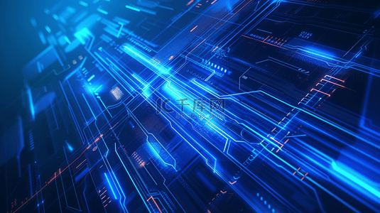 蓝色高科技线路电路纹理网络数据的商务背景