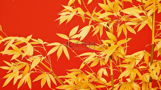 金色树叶背景背景图片_中国喜庆风格红色金色树枝树叶的背景