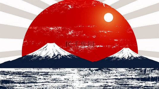 厦门火山岛背景图片_红日火山水面合成创意素材背景
