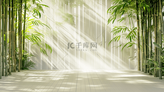 千库绿色背景图片_中式风格阳光绿色竹子竹林的背景