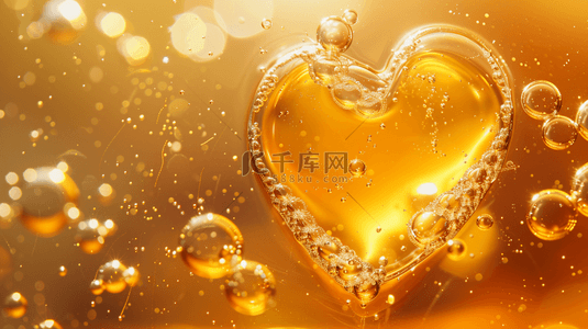 金色树叶背景背景图片_唯美金色爱心气泡泡沫的背景