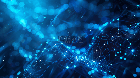 蓝色建筑科技背景图片_蓝色科技商务网状星光闪耀空间的背景
