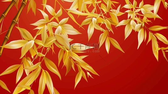 红色树枝背景图片_中国喜庆风格红色金色树枝树叶的背景