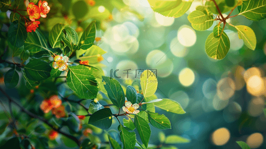 花草夏天背景图片_夏天阳光照射下花草树叶花朵的背景