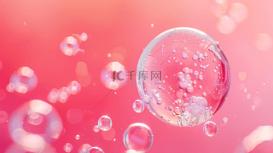 粉色空间白色晶莹水晶气泡的背景