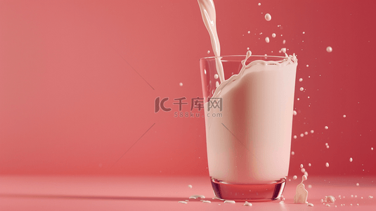 玻璃水珠背景图片_粉色场景玻璃杯牛奶飞溅的背景