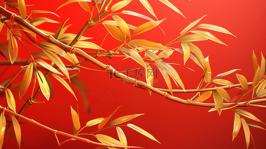 中国喜庆风格红色金色树枝树叶的背景