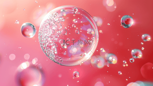 气泡粉色背景背景图片_粉色空间白色晶莹水晶气泡的背景