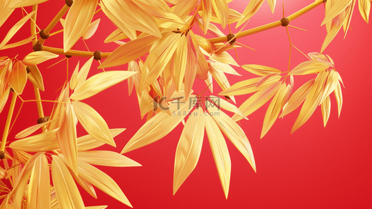 红色的喜庆背景图片_中国喜庆风格红色金色树枝树叶的背景