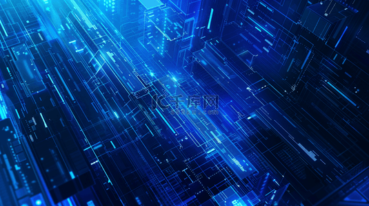 科技电路背景图片_蓝色高科技线路电路纹理网络数据的商务背景
