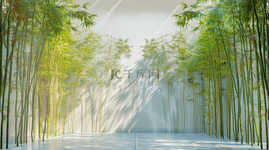 绿色墙面背景图片_中式风格阳光绿色竹子竹林的背景