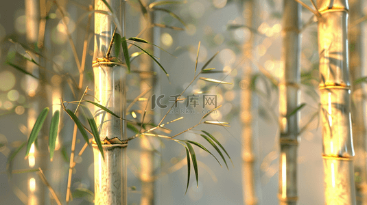 中式风格阳光绿色竹子竹林的背景