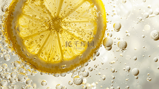 水果美团背景图片_黄色场景柠檬片水泡气泡的背景