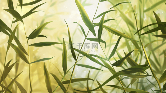 画小麦苗背景图片_户外阳光照射下绿色麦苗树叶的背景