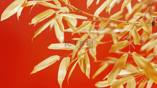 金色树叶背景背景图片_中国喜庆风格红色金色树枝树叶的背景