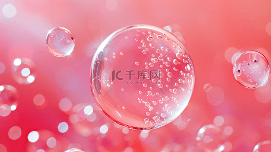 粉色空间白色晶莹水晶气泡的背景
