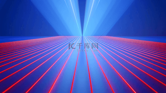 红蓝色科技光线光感汇聚聚焦隧道的商务背景