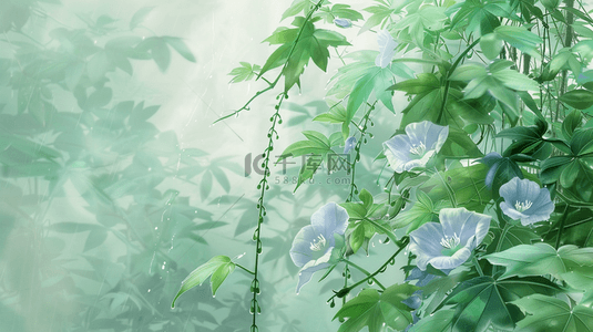 中式风格绘画艺术风格树枝花朵的背景