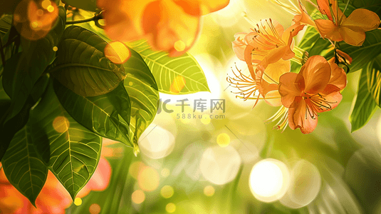的公园背景图片_夏天阳光照射下花草树叶花朵的背景