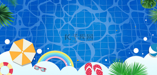 夏季遮阳伞背景图片_夏季背景水蓝色