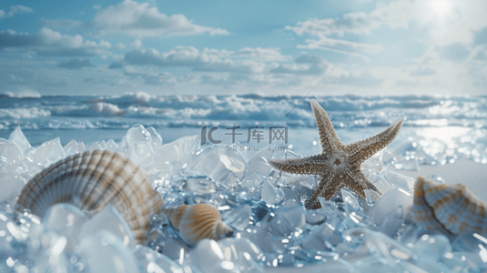 夏日海星背景图片_清凉夏日海星海滩海岸海边背景