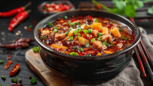 美味麻辣背景图片_美味美食香辣川菜麻辣香锅背景