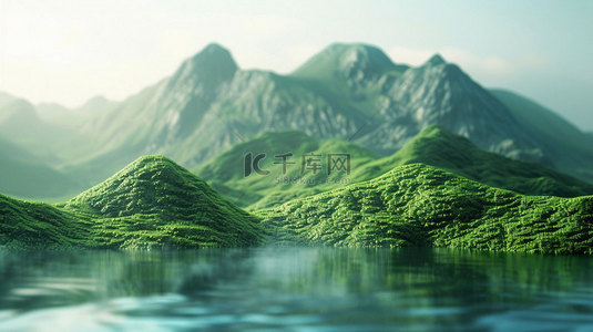 创意风景背景图片_山水风景绿色合成创意素材背景