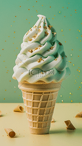 冰淇淋清凉背景图片_夏日清凉饮品抹茶味冰淇淋4设计