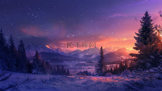夜空风景雪山合成创意素材背景