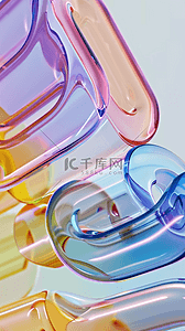 彩丝带背景图片_炫彩玻璃丝带抽象透明流体丝带设计图