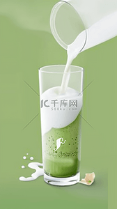 夏日果汁背景图片_夏日清凉饮品抹茶味饮料果汁设计