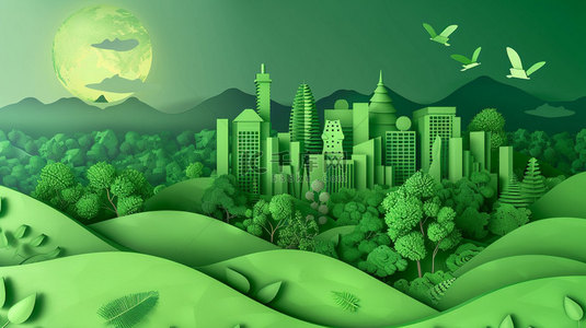 绿色城市模型合成创意素材背景