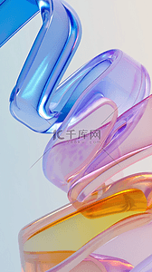 流体炫彩背景图片_炫彩玻璃丝带抽象透明流体丝带素材