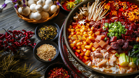 香辣炸鸡背景图片_美味美食香辣川菜麻辣香锅背景