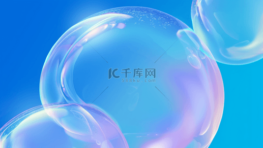 618清凉背景图片_蓝紫色618夏天补水透明玻璃质感气泡设计