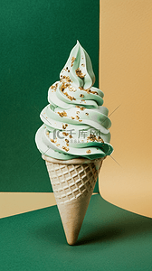 冰淇淋圣代背景图片_夏日清凉饮品抹茶味冰淇淋3背景