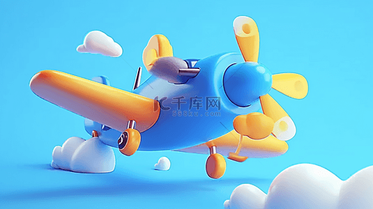 乘梦想起航背景图片_六一儿童节梦想飞机3D直升飞机设计