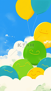 心型气球粉背景图片_六一儿童节彩色卡通涂鸦气球背景