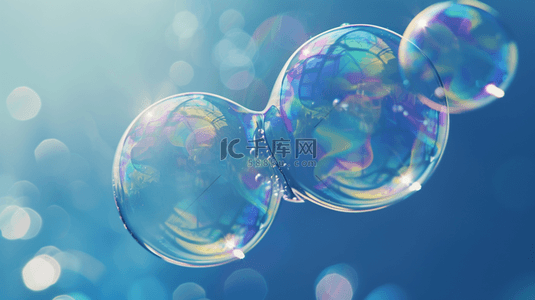 蓝紫色618夏天补水透明玻璃质感气泡设计