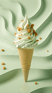 冰淇淋清凉背景图片_夏日清凉饮品抹茶味冰淇淋设计图