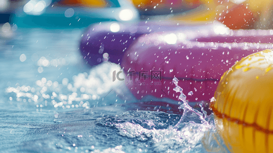 夏日滑梯泳池水花背景