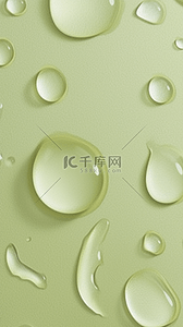 晶莹透明水珠背景图片_618夏天草绿色补水妆品水分子水珠设计图
