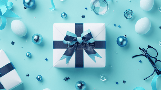 蓝色父亲节促销爱心礼物盒设计图