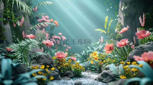 ai素材植物背景图片_花卉植物彩色合成创意素材背景