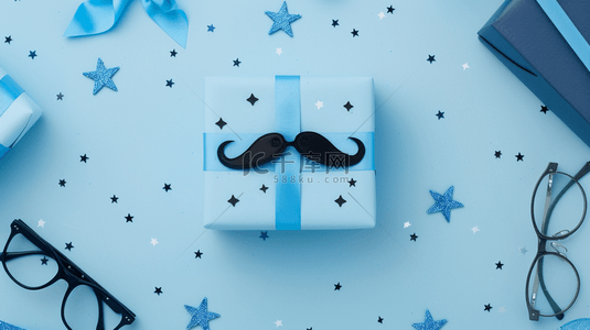 蓝色父亲节促销爱心礼物盒7背景素材