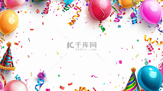 加油站帽子背景图片_欢庆六一儿童节彩色气球彩纸背景2