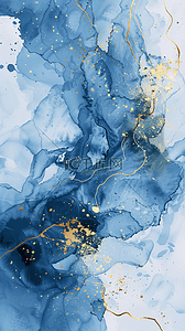 蓝金水墨蓝金大理石纹理鎏金纹理素材