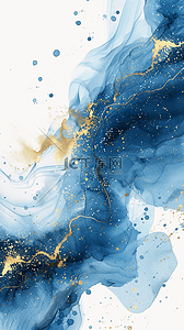 水墨荷花背景图片_蓝金水墨蓝金大理石纹理鎏金纹理背景